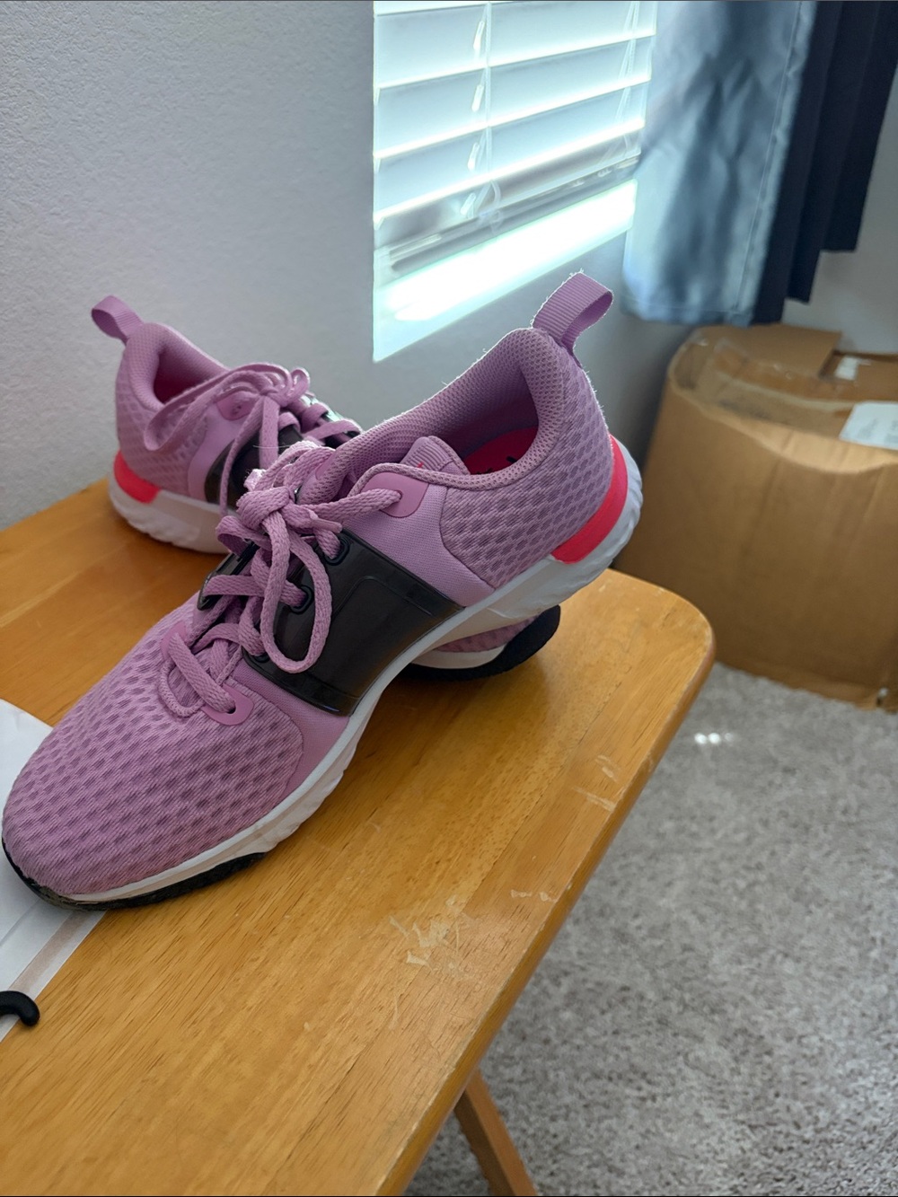Nike Pink Mesh Lace-Up Sneakers with Black Swoosh
